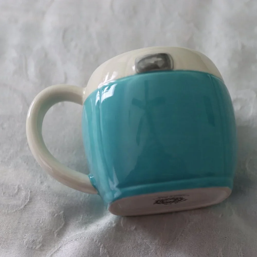 Natural Life Blue Folk Art Vintage Camera Coffee Mug Gold Accents Whimsical - Picture 3 of 12
